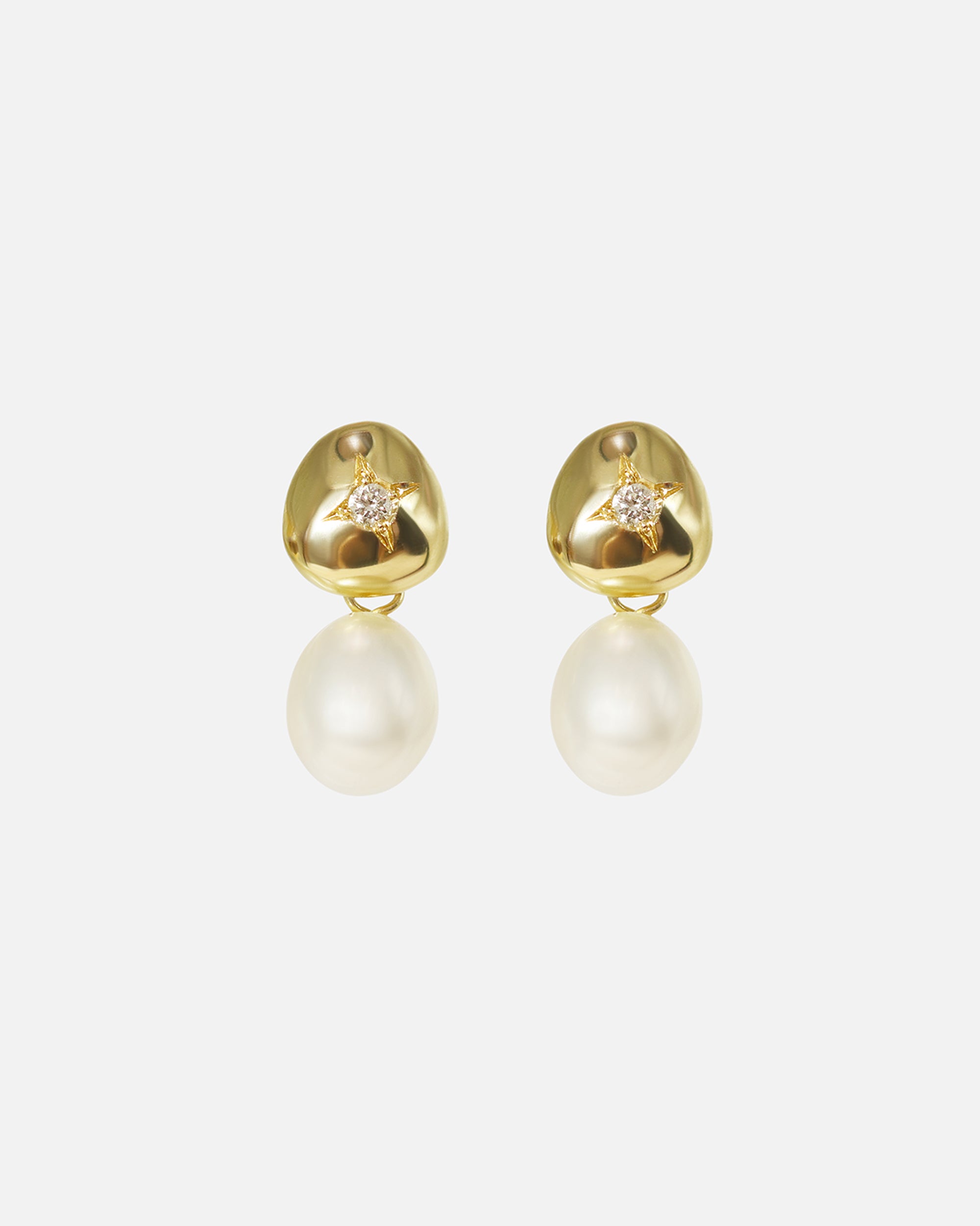 Front view of Umi / Button Triangle Earrings