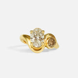 Front view of Dip Toi et Moi Ring / White & Champagne Diamond by Kestrel Dillon