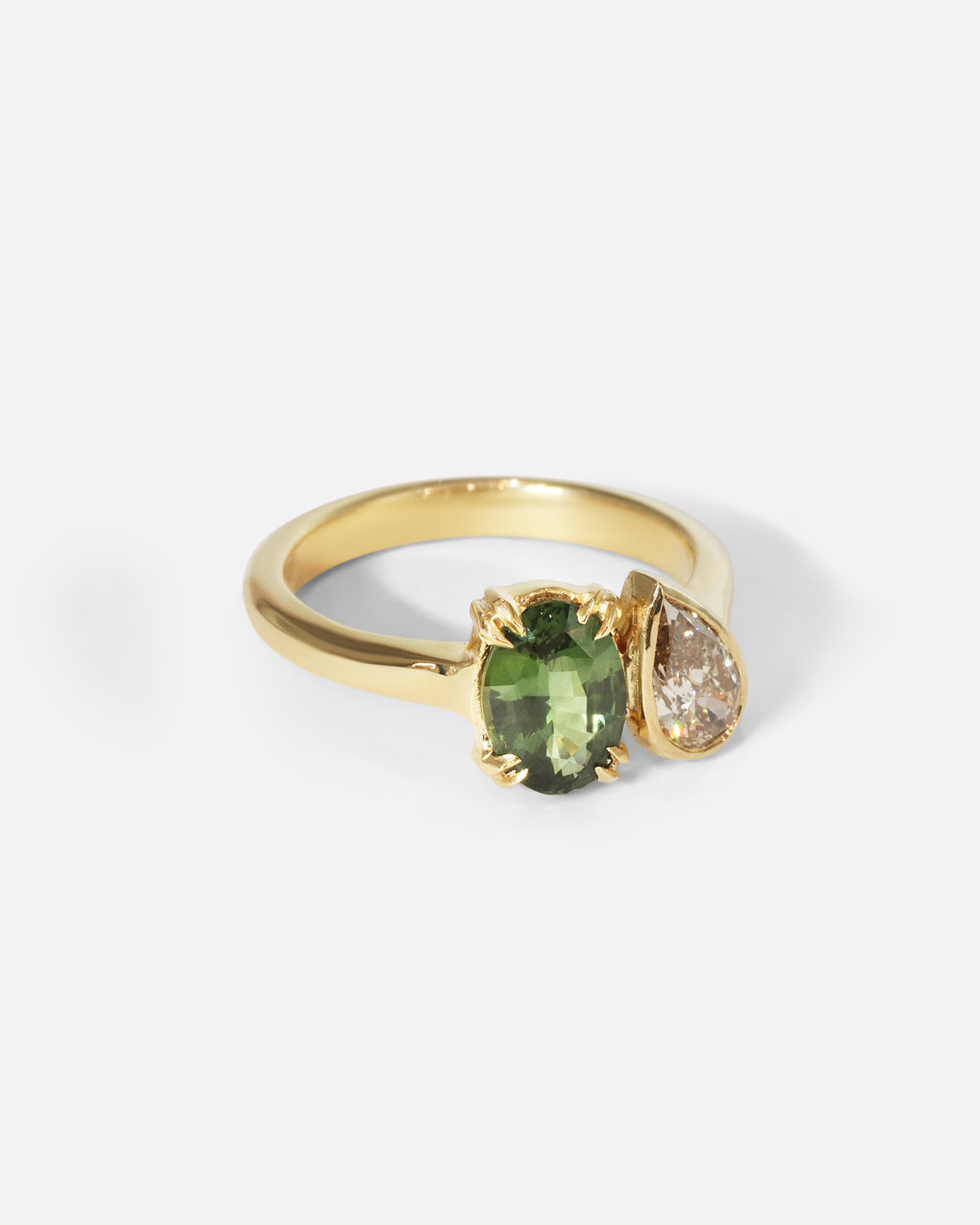 Side view of Oval & Pear Toi et Moi Ring