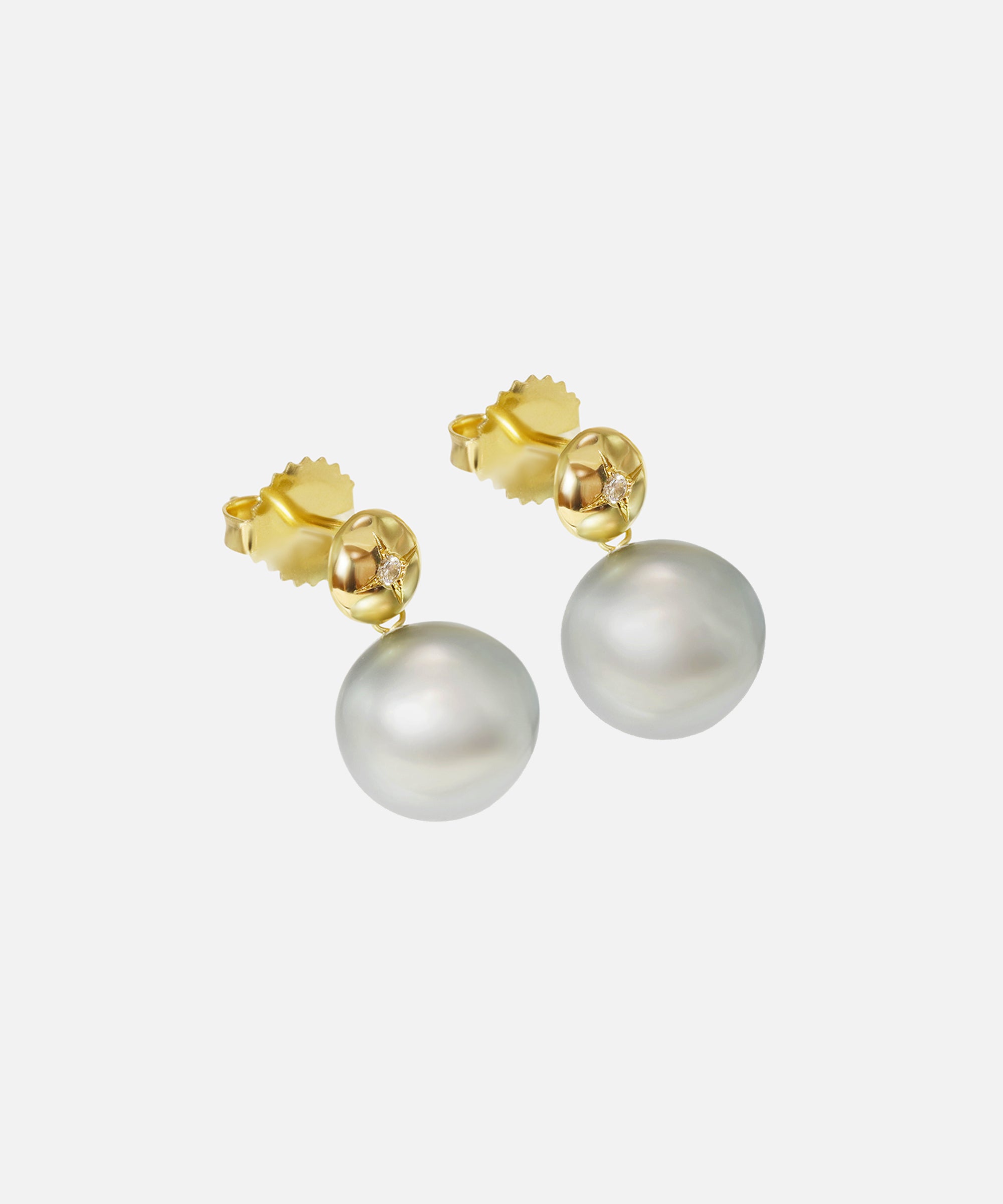 Side view of Umi / Button Round Earrings