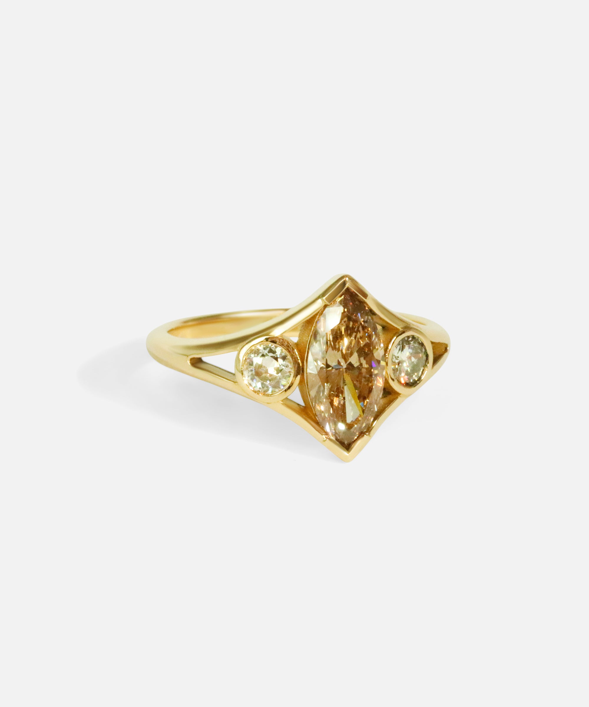 Side view of Champagne Triple Tributary Ring by Kestrel Dillon