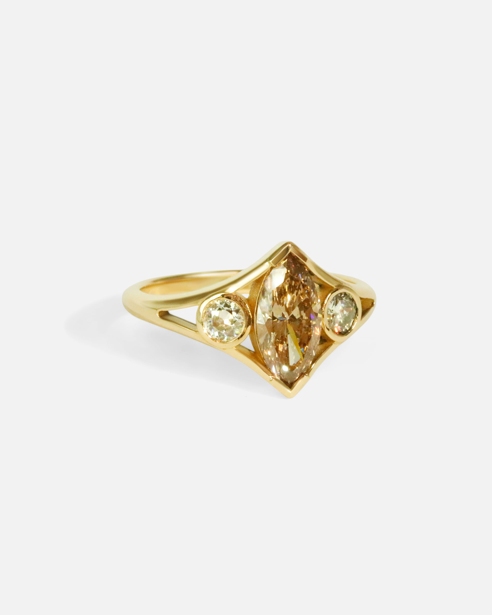 Side view of Champagne Triple Tributary Ring by Kestrel Dillon