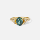 Front view of Aster Ring / Teal Sapphire & Champagne Diamond by Kestrel Dillon