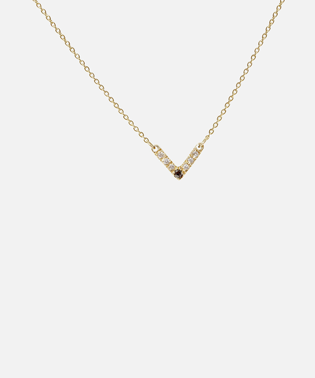 Front view of White and Black Diamond Pendant in 14k yellow gold