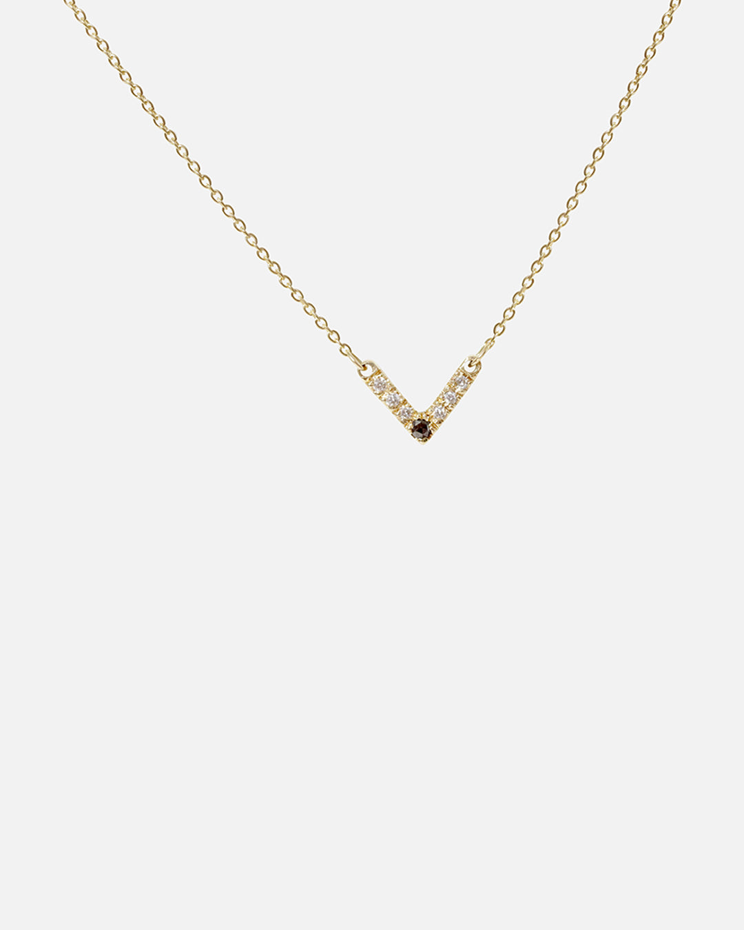 Front view of White and Black Diamond Pendant in 14k yellow gold