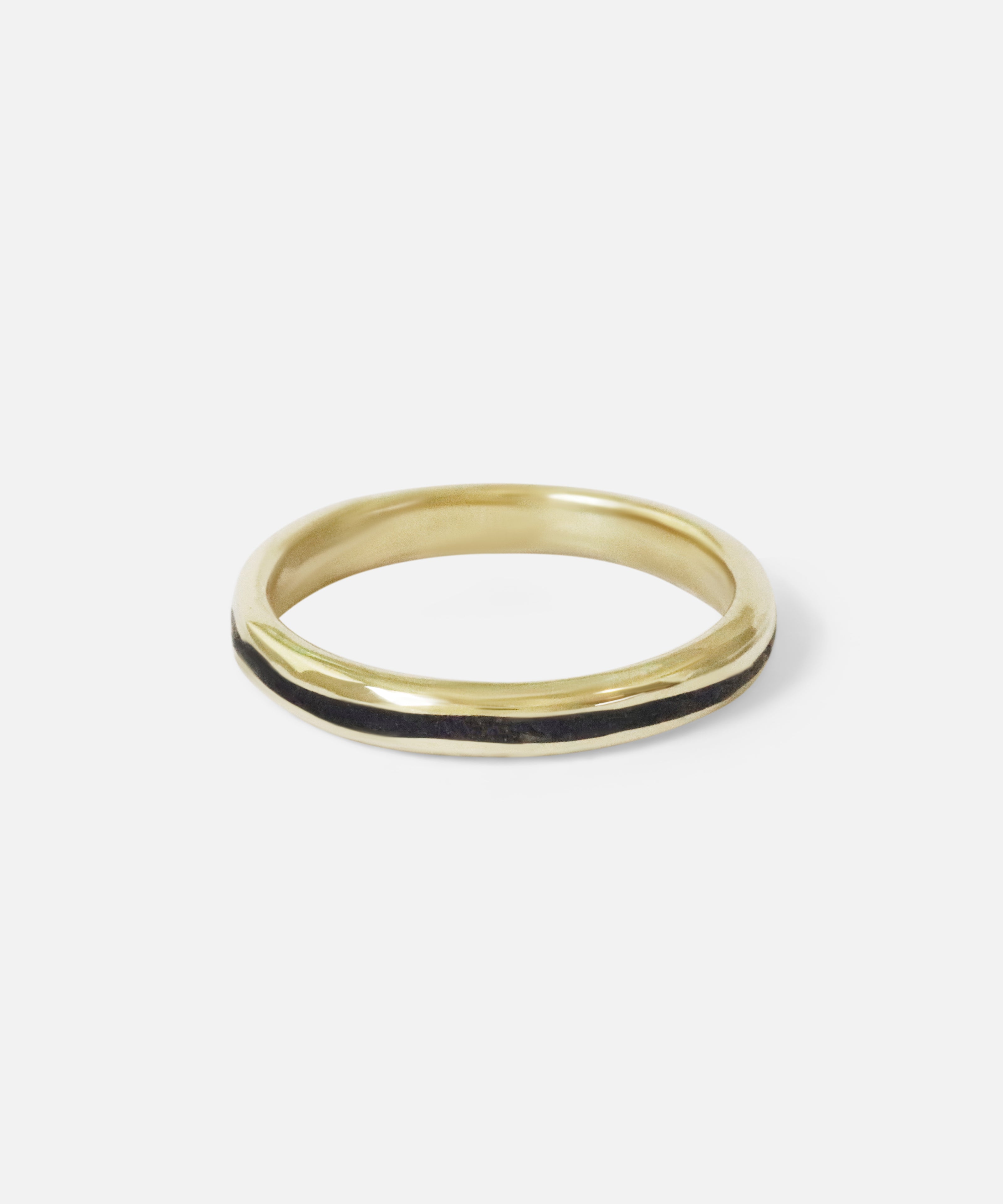 Side view of Creek Inlay Band in 14k yellow gold by Kestrel Dillon