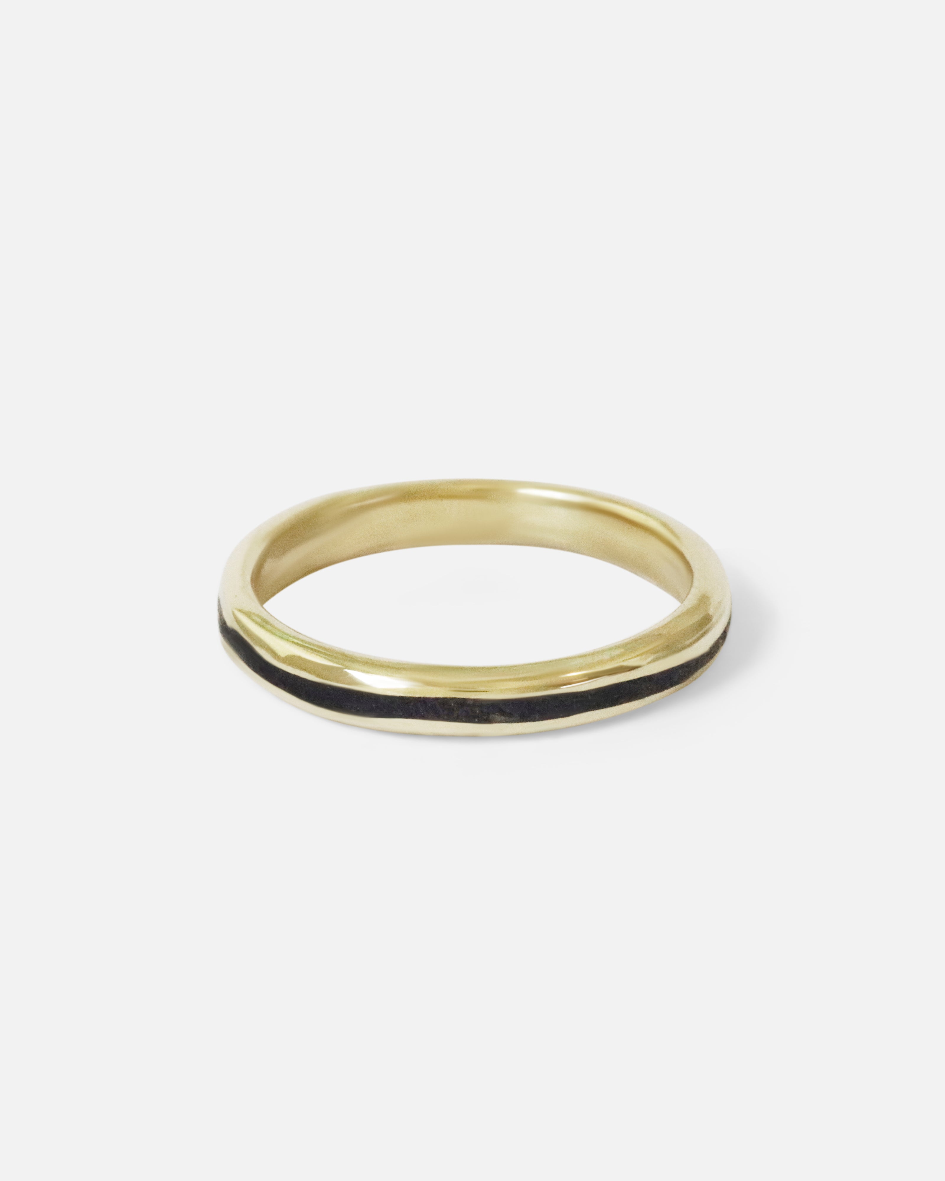 Side view of Creek Inlay Band in 14k yellow gold by Kestrel Dillon
