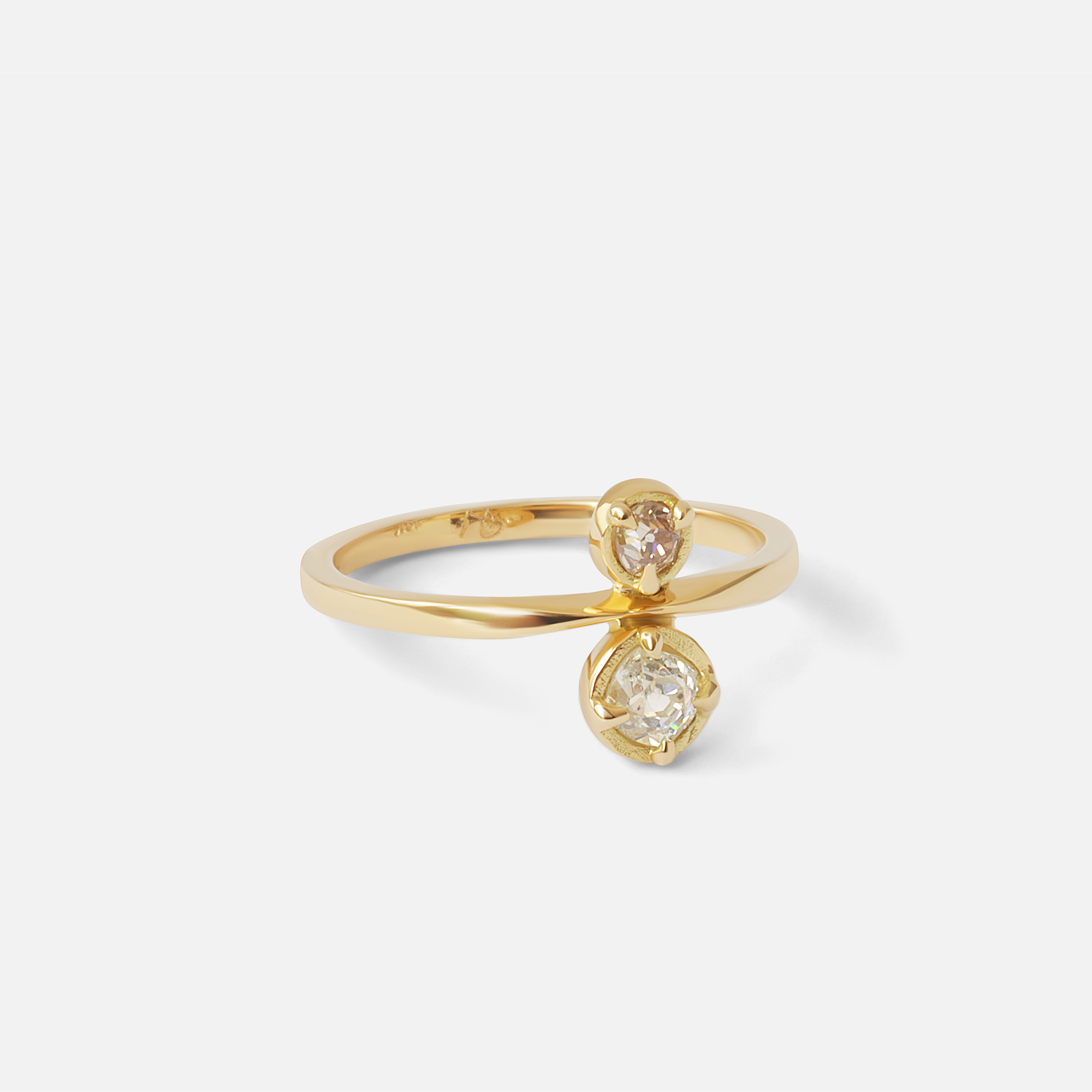 Toi Et Moi / Old Mine Cut Diamond Ring By fitzgerald jewelry in rings Category