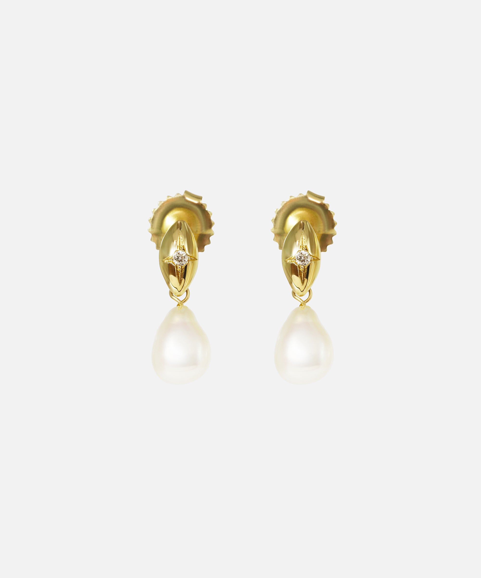 Front view of Umi / Button Rice Earrings
