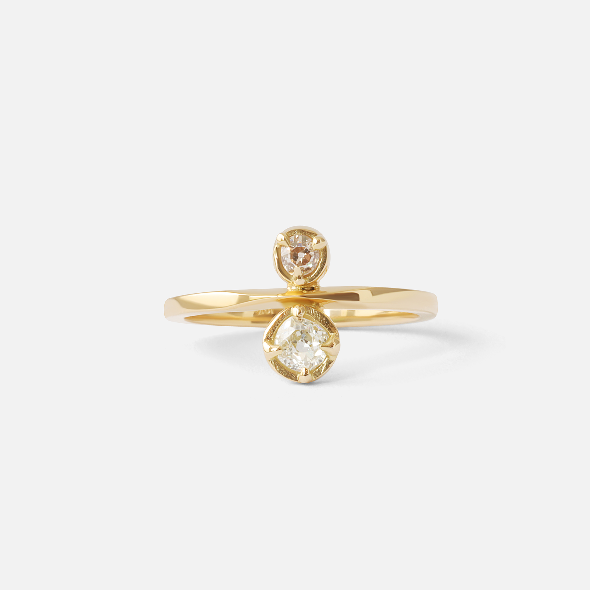 Toi Et Moi / Old Mine Cut Diamond Ring By fitzgerald jewelry in rings Category