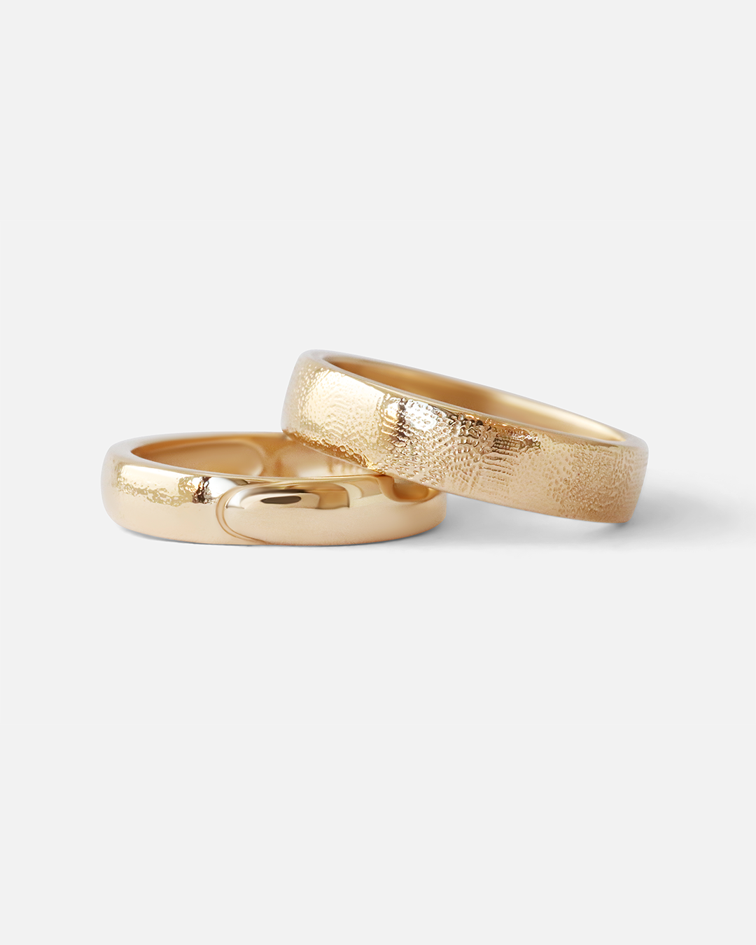 Stacked View of All That Glitters Band / 5mm in 14k yellow gold with Sparkling Crescent Band by Young Sun Song