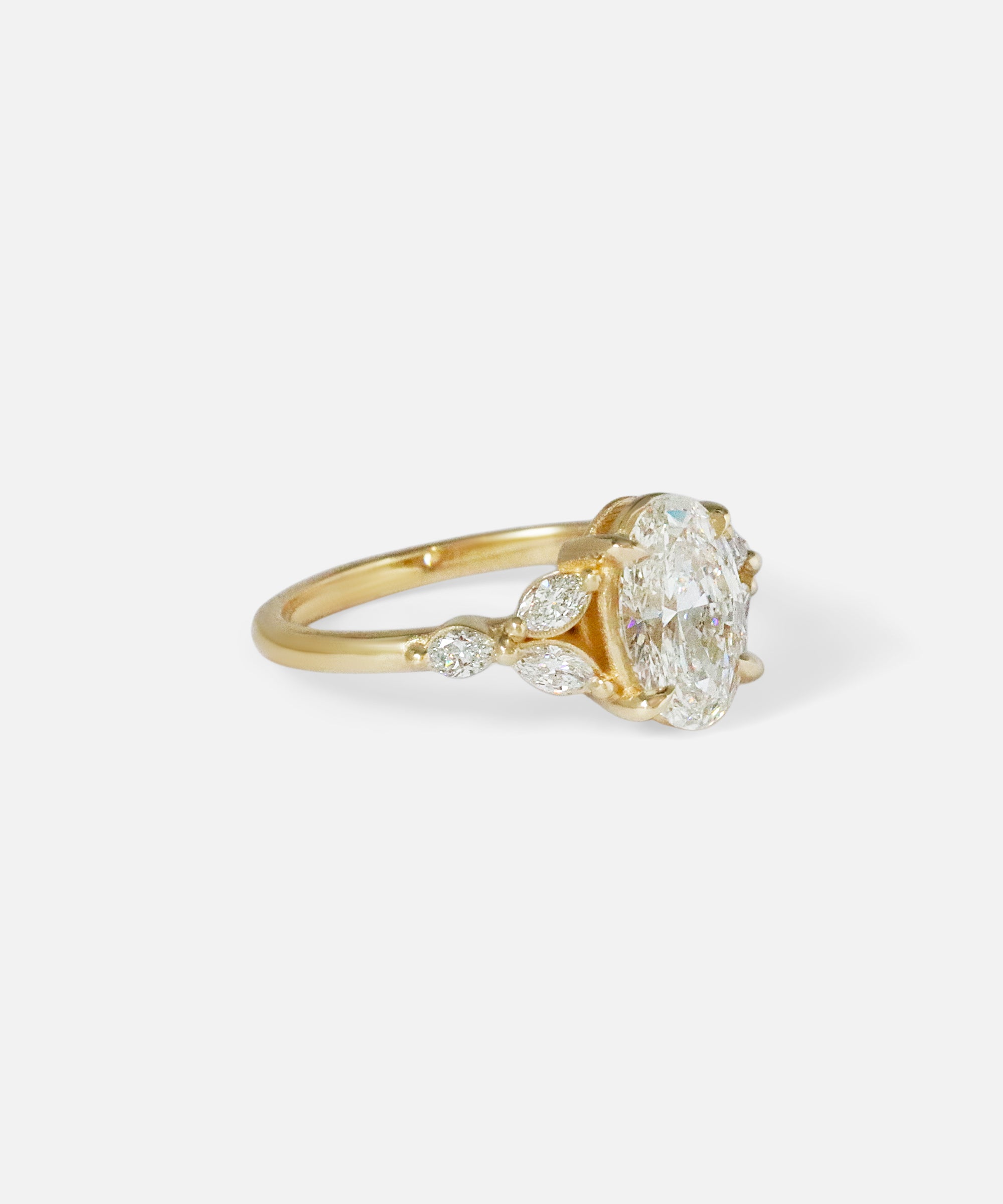 Angled side view of Aster Ring / Oval & Marquise Lab Diamond by Kestrel Dillon