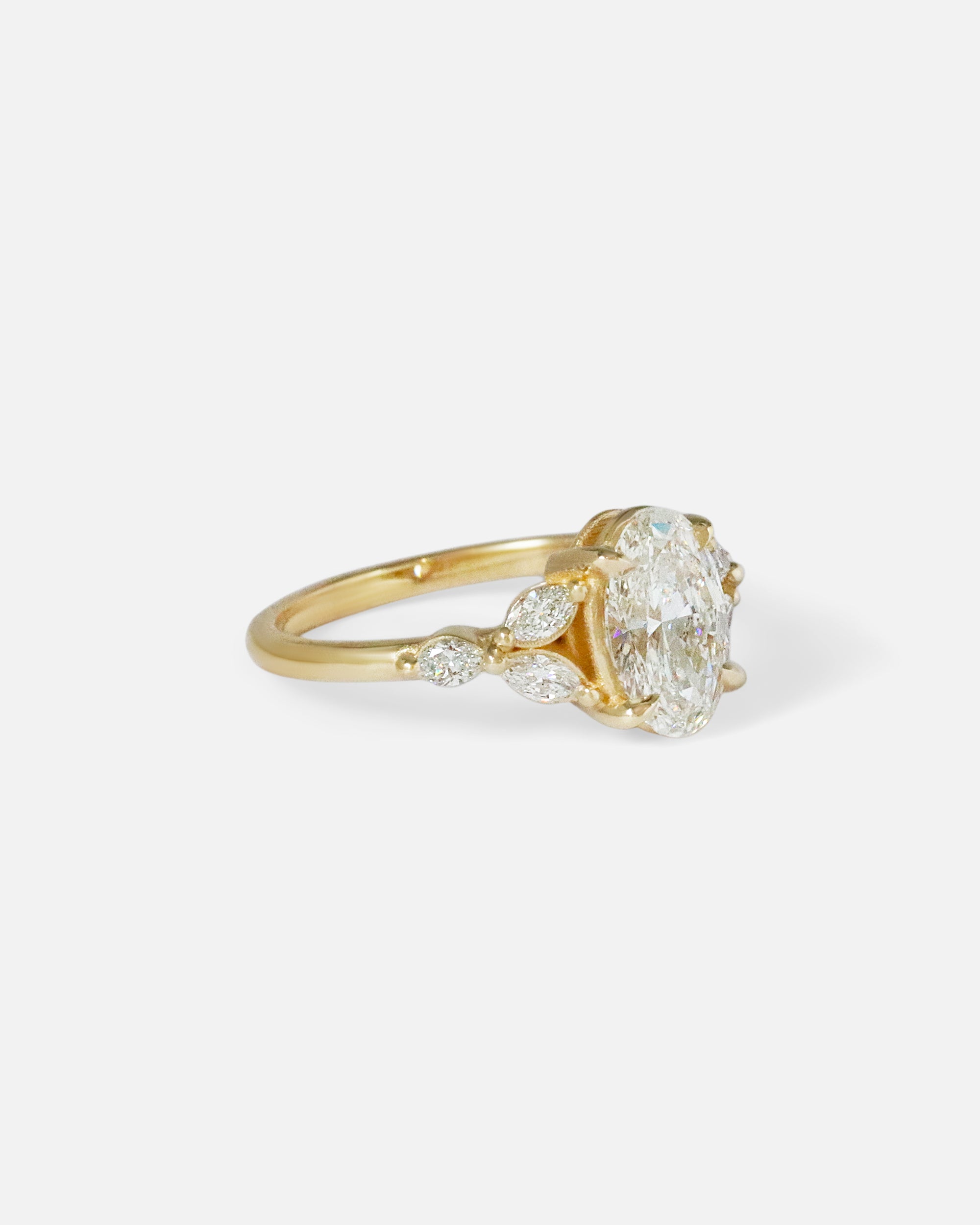 Angled side view of Aster Ring / Oval & Marquise Lab Diamond by Kestrel Dillon