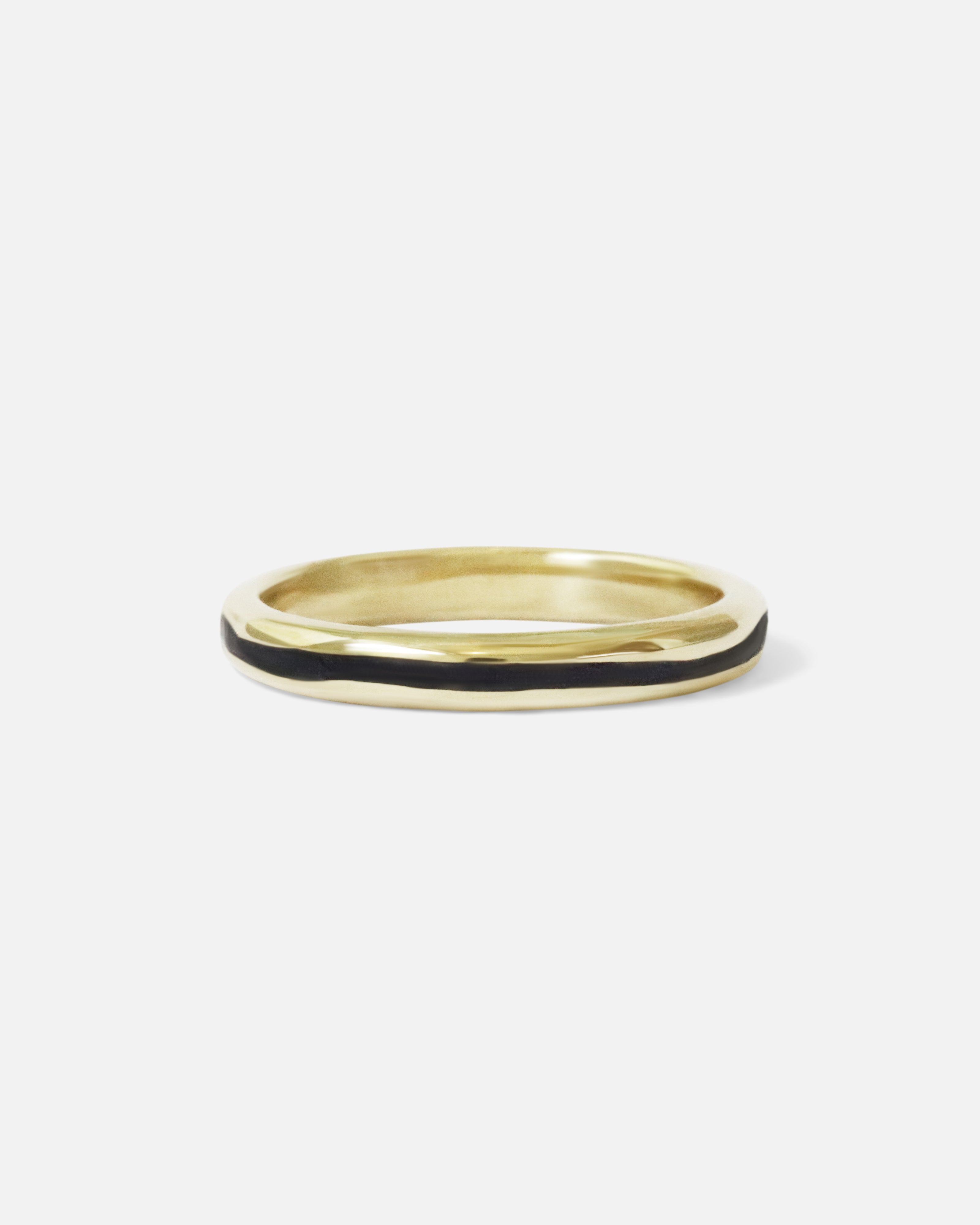 Front view of Creek Inlay Band in 14k yellow gold by Kestrel Dillon