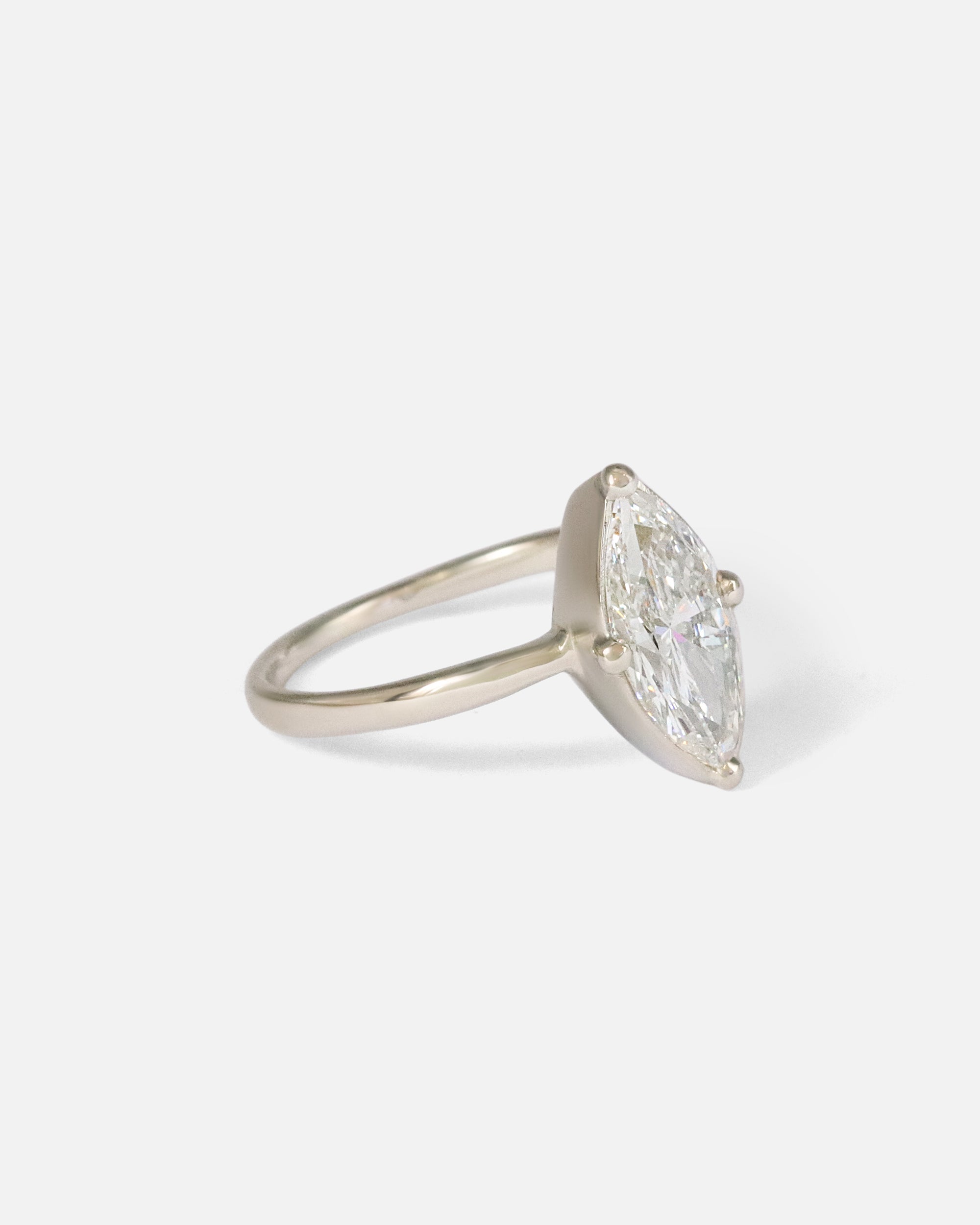 Angled side view of Dew 53 / Marquise Diamond Ring by Hiroyo