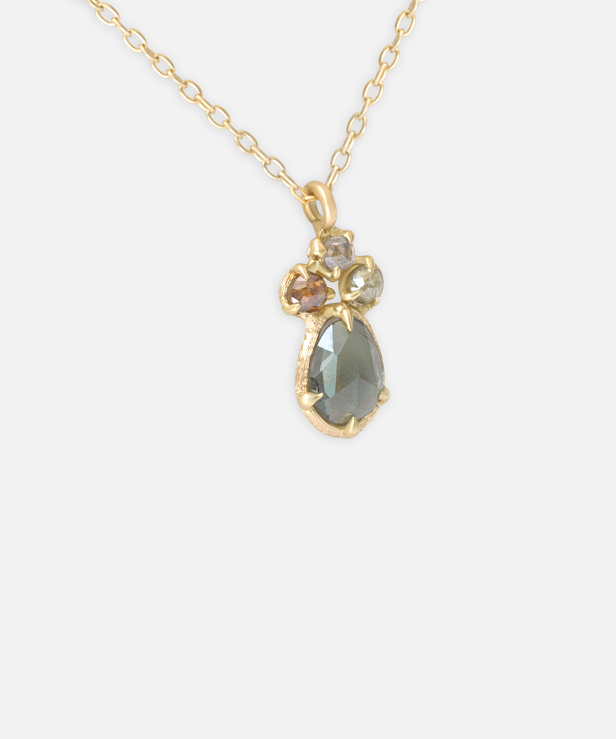 Silk / Grey and Orange Sapphire Pendant By Hiroyo