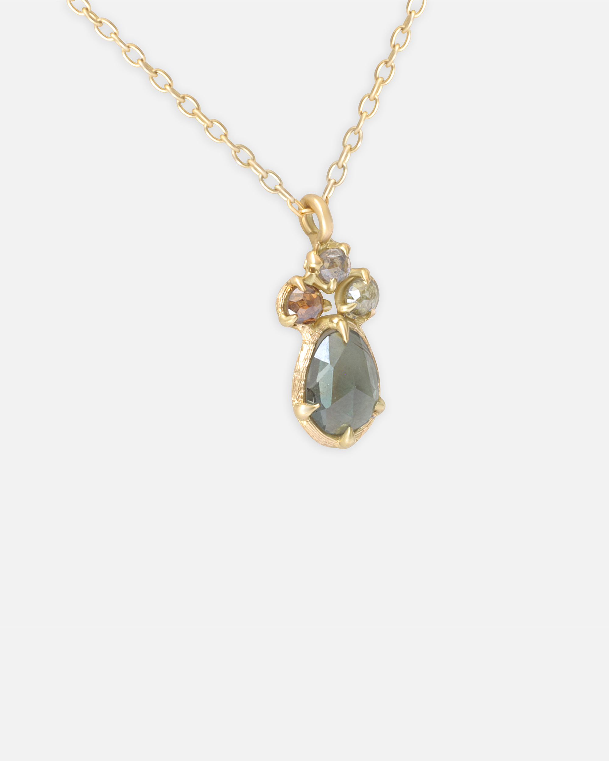 Silk / Grey and Orange Sapphire Pendant By Hiroyo