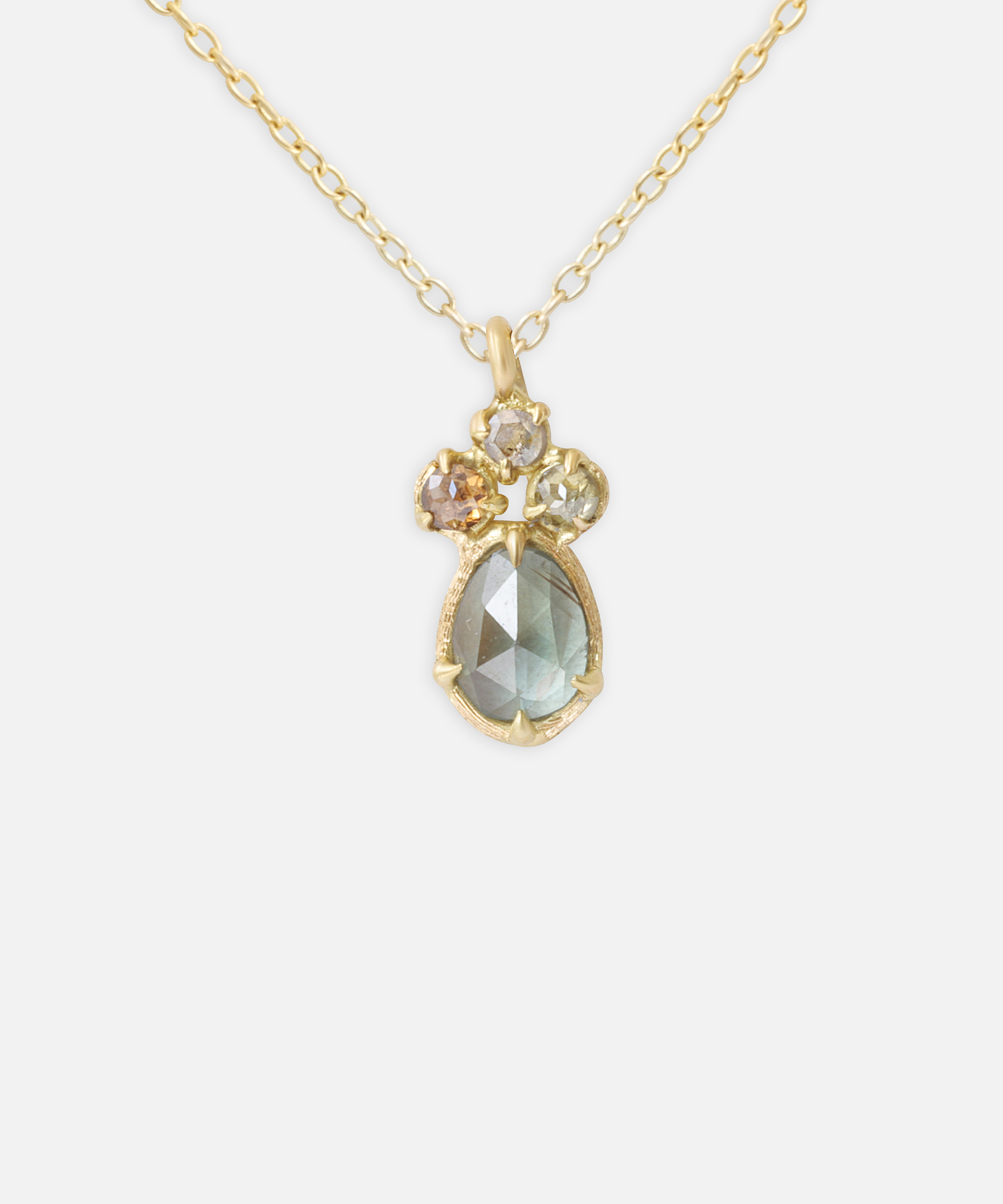 Silk / Grey and Orange Sapphire Pendant By Hiroyo