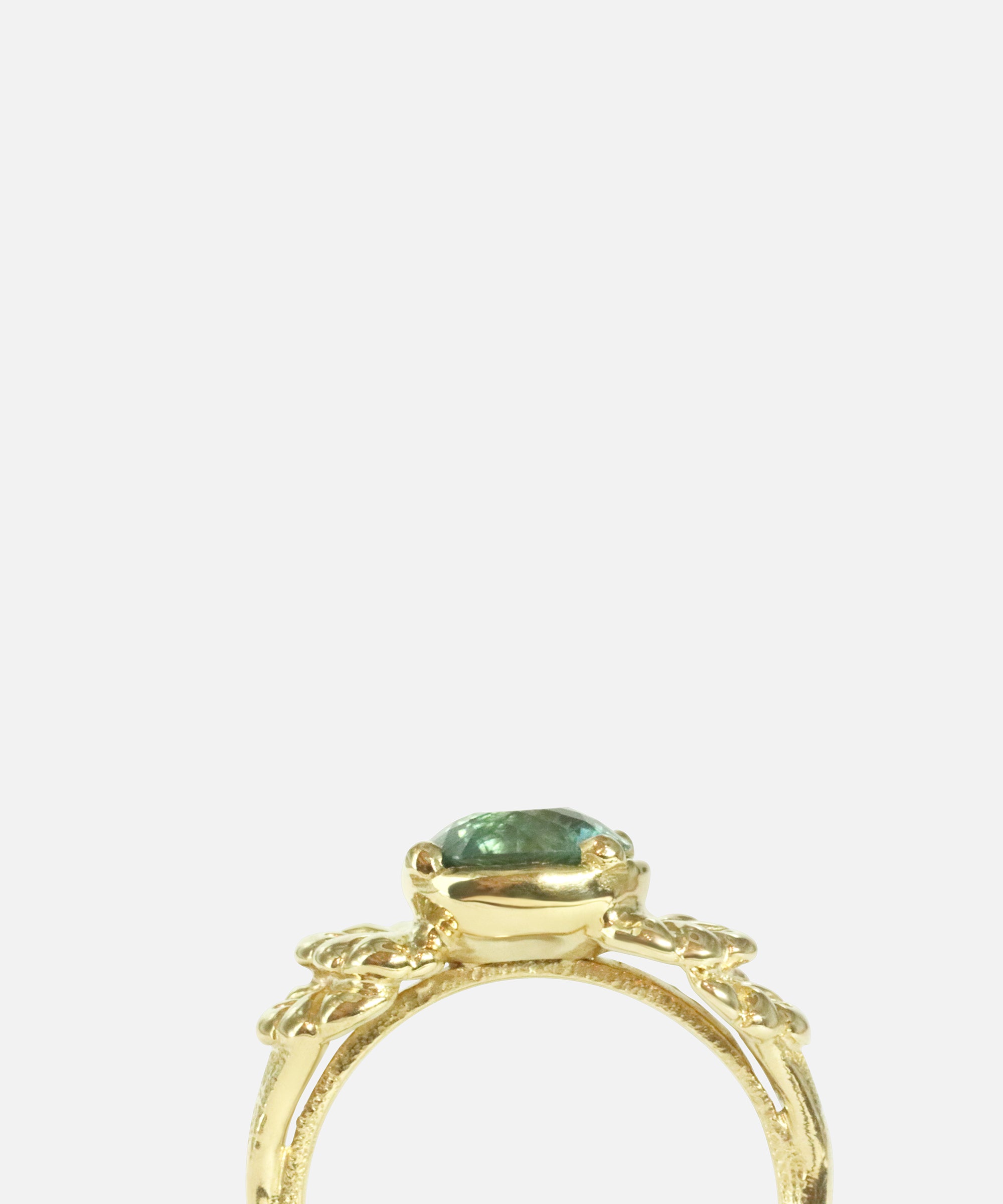Side shank view of Lotus Blossom Tourmaline Ring by Young Sun Song