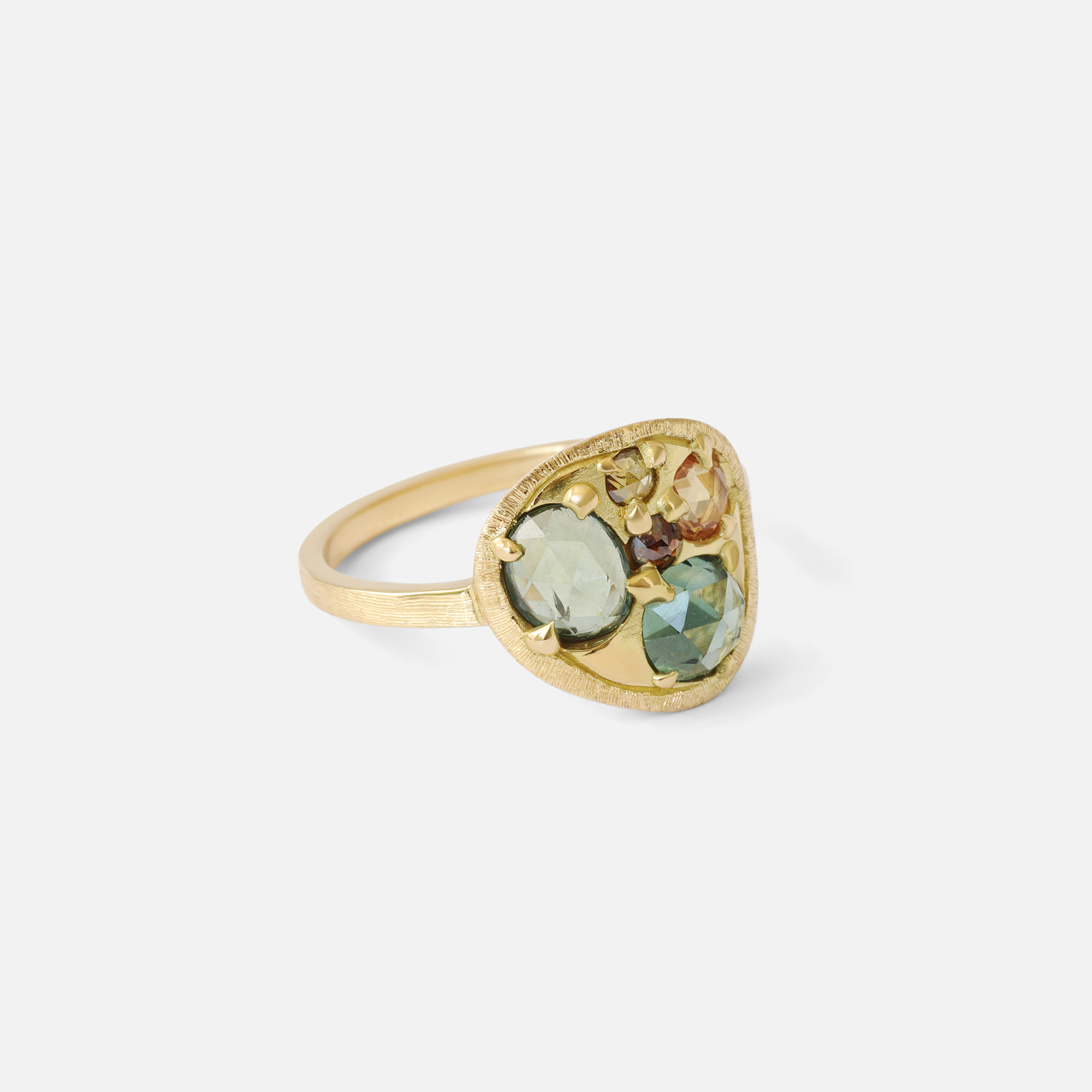 Silk / Blue Green Orange Cluster Ring By Hiroyo in rings Category