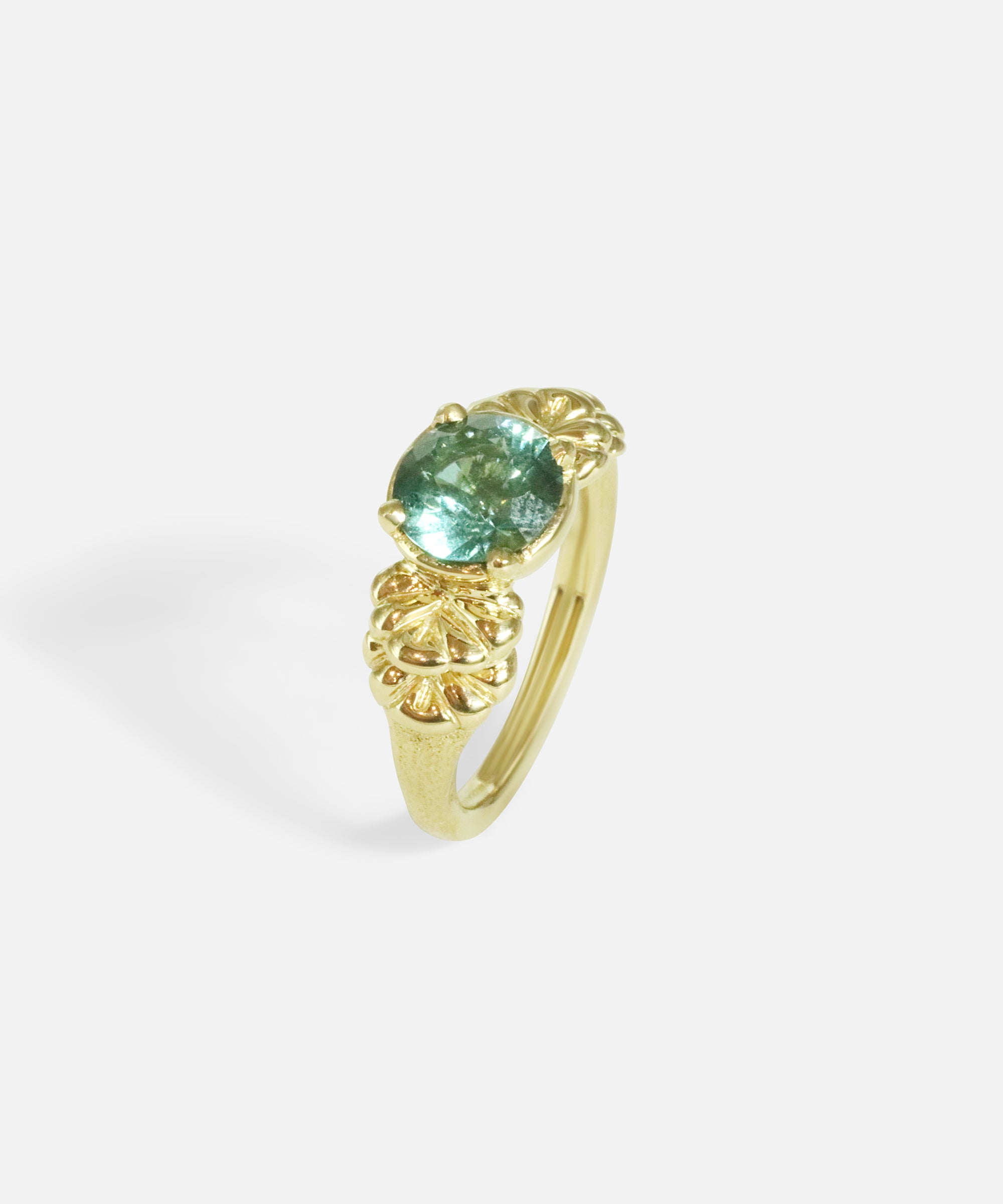 Angled view of Lotus Blossom Tourmaline Ring by Young Sun Song