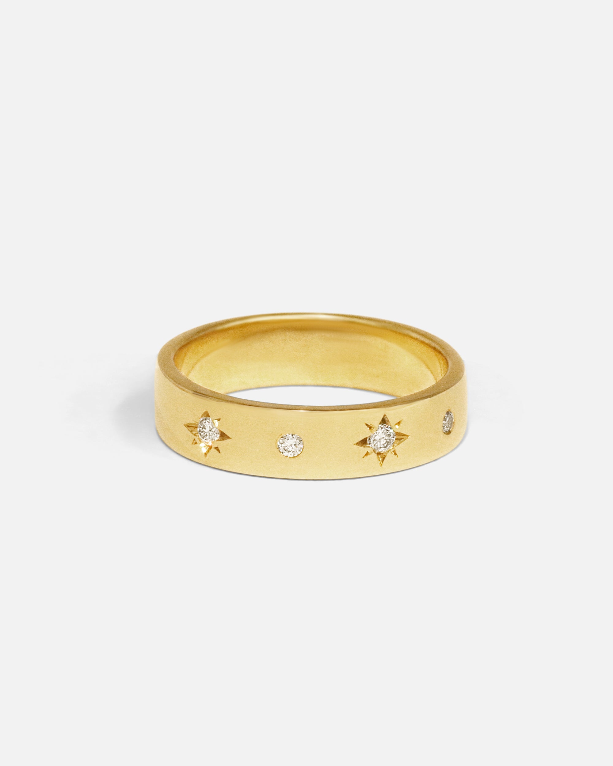 Side view of Shimmer Flat Band / White Diamonds by Ciara Alice