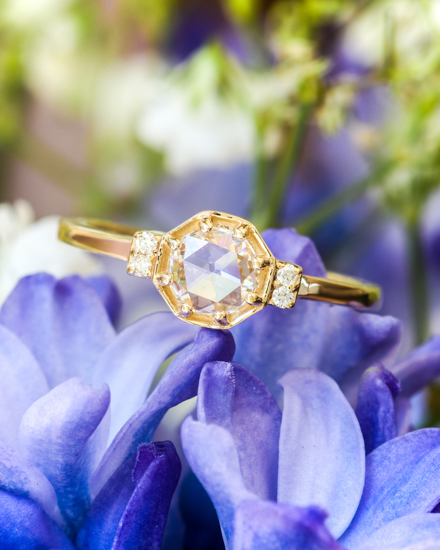 Rose Cut Diamond Octagon / Ring By Nishi in ENGAGEMENT Category