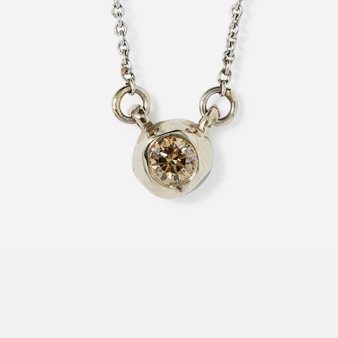Mini Pebble Pendant / Brown Diamond By Hiroyo