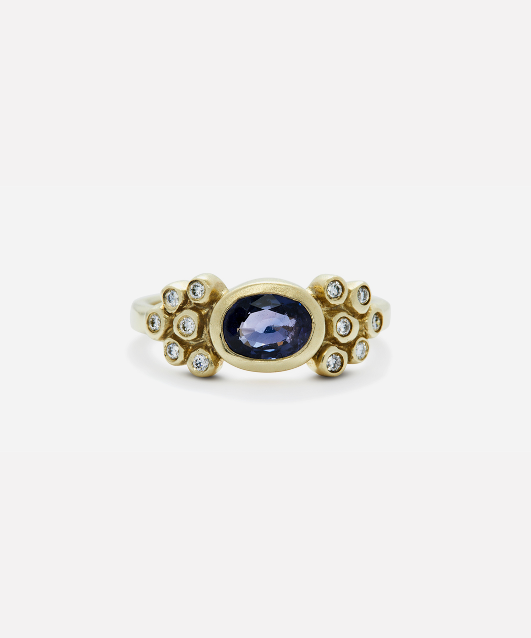 Bubble 4 / Iolite and White Diamond Ring By Hiroyo