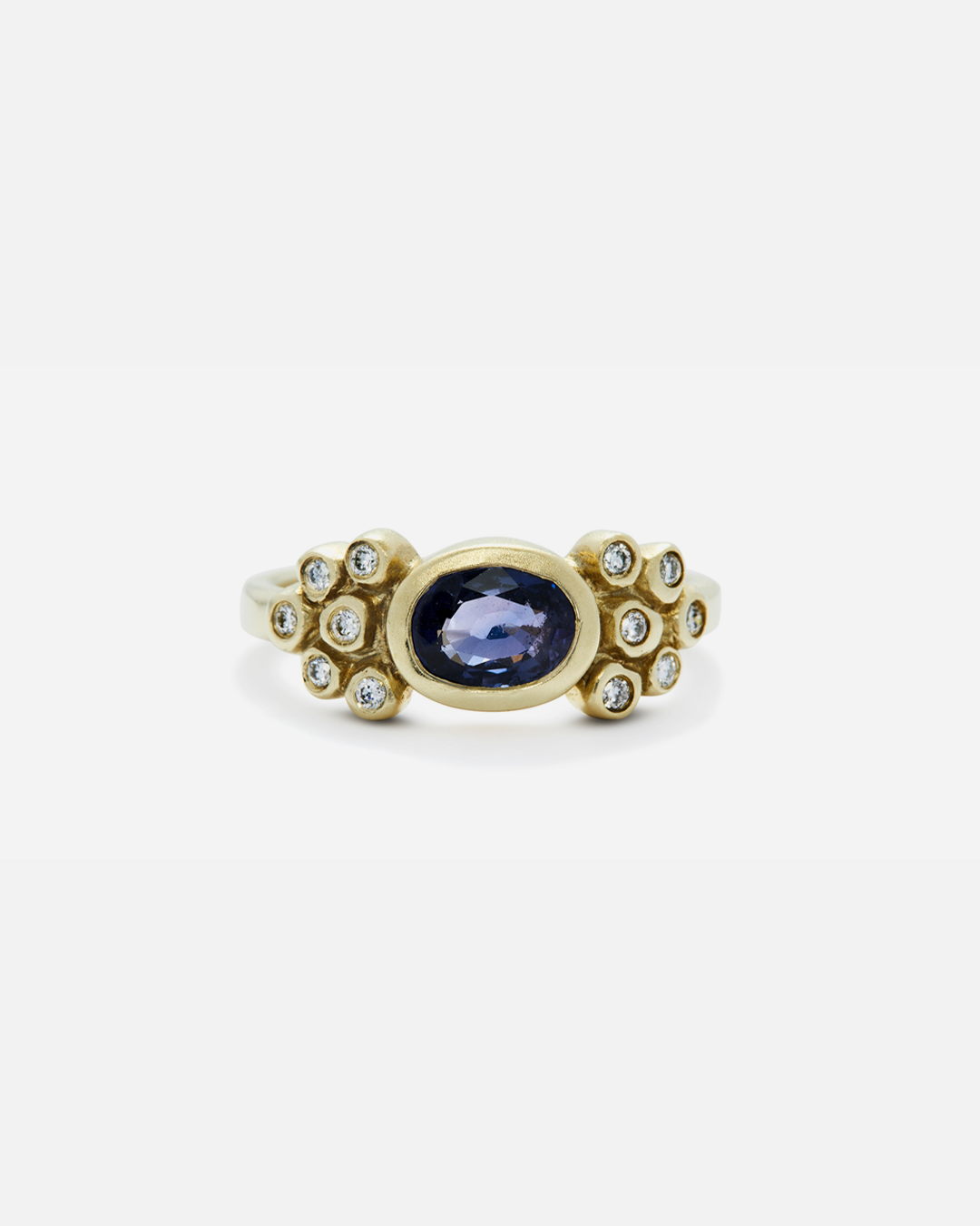 Bubble 4 / Iolite and White Diamond Ring By Hiroyo