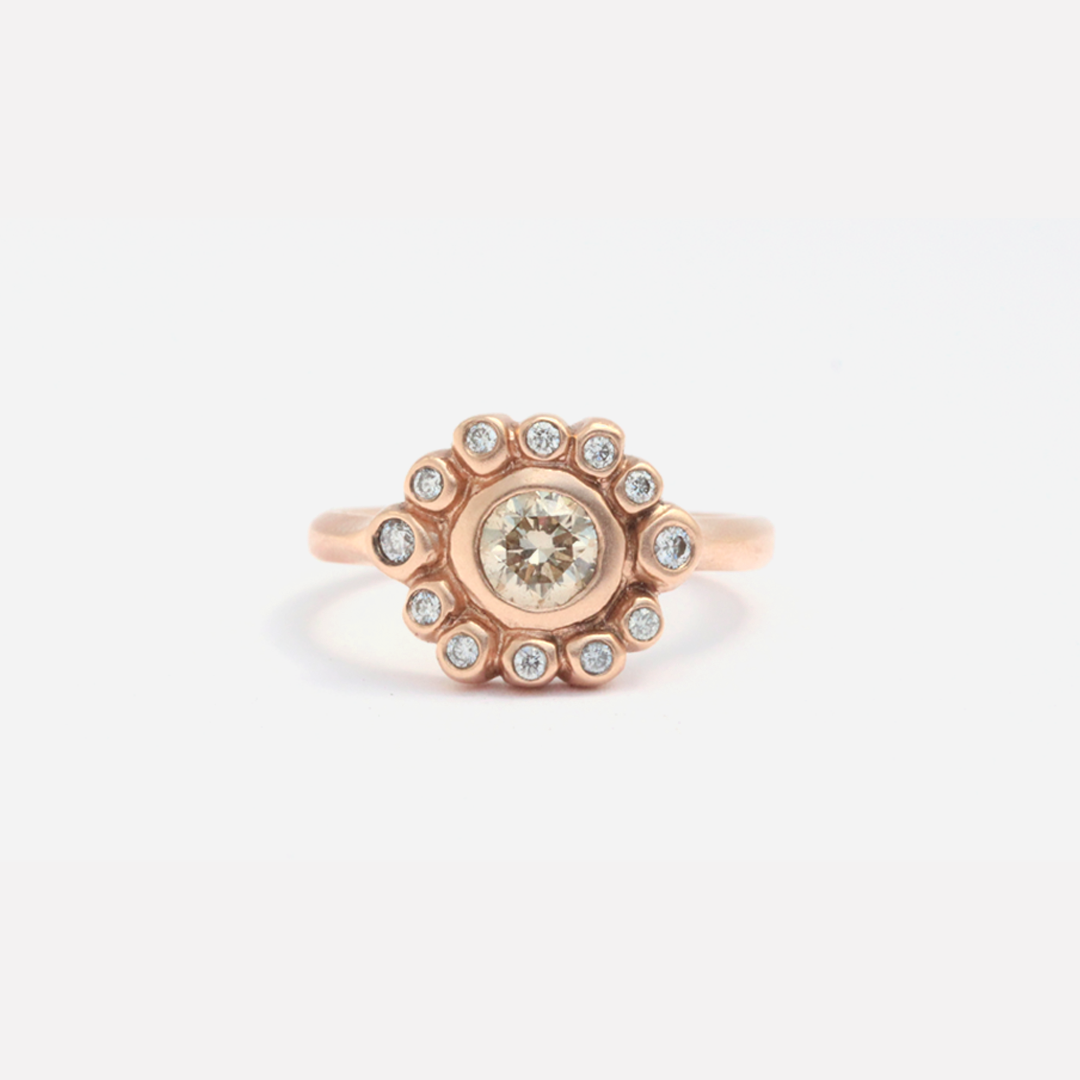 Bubble 3 / Brown and White Diamond Ring By Hiroyo