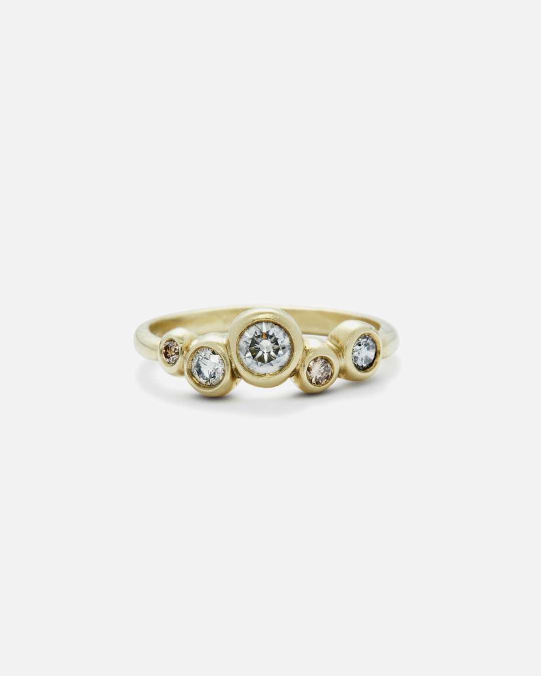 Bubble 1 / Grey and Cognac Diamond Ring By Hiroyo