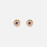 White & Black Diamond Disk / Rose Studs By Ariko