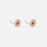 White & Black Diamond Disk / Rose Studs By Ariko
