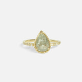 Front view of Rose Cut Pear Grey Diamond Ring by Ariko