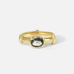 Front view of Orion Solitaire Blue Oval Sapphire Ring