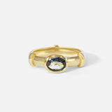 Front view of Orion Solitaire Blue Oval Sapphire Ring