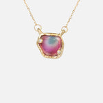 Front view of Pentagon Watermelon Tourmaline and Diamond / Pendant
