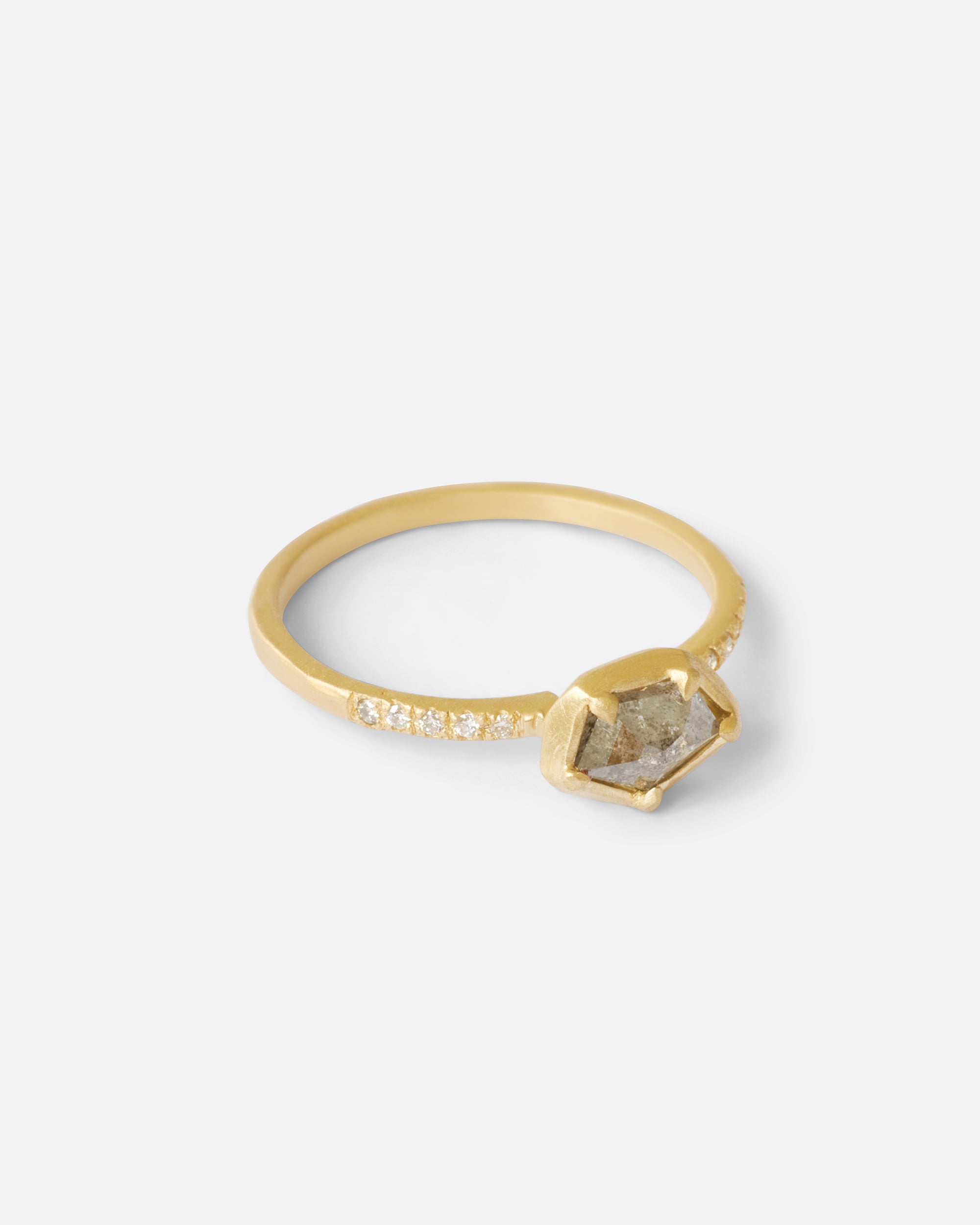 Pentagon Shape Salt and Pepper Diamond Ring By Ariko