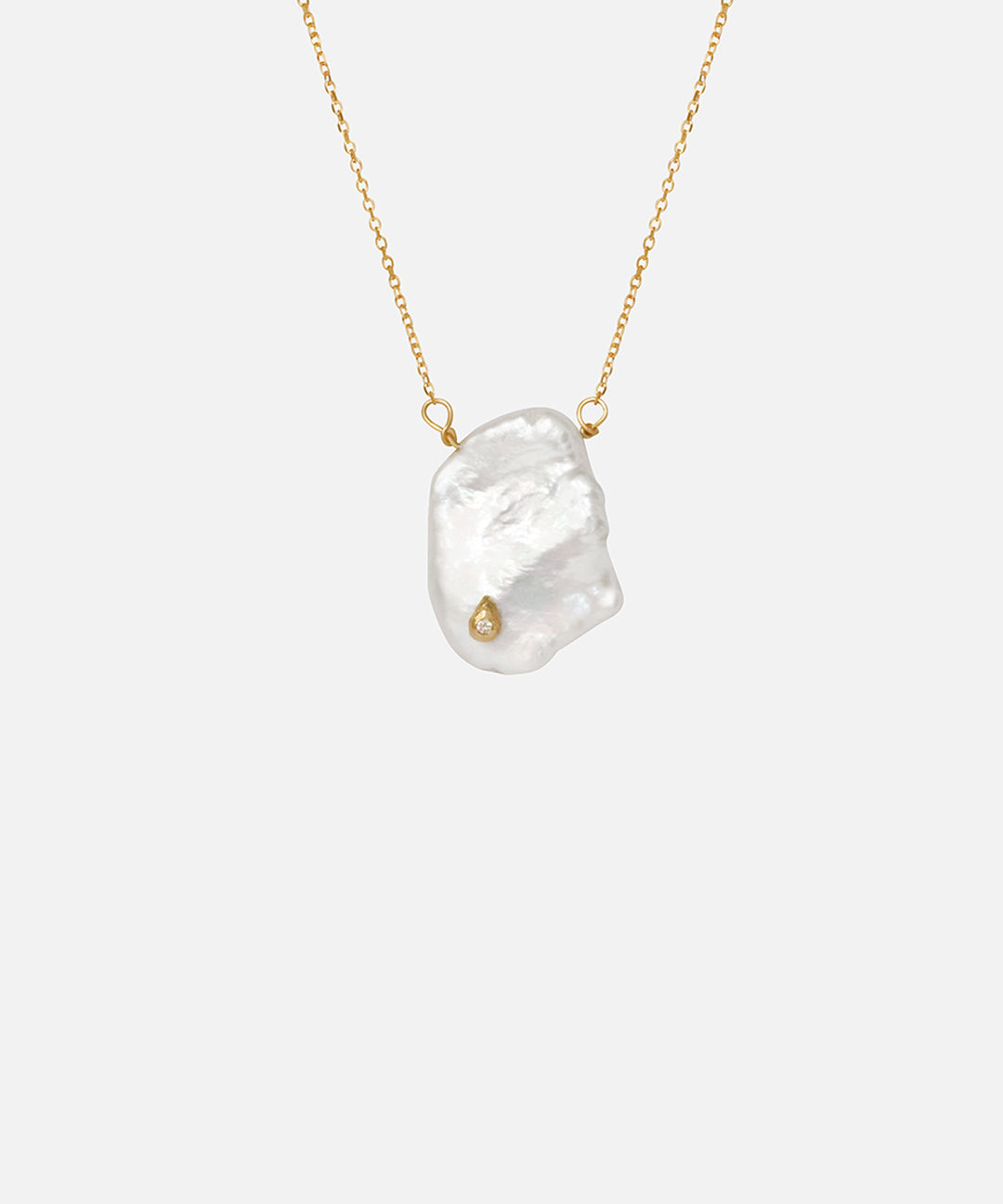 Front view of Keshi Petal / Pearl and Diamond Necklace by Ariko