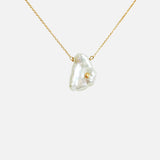 Front view of Keshi Petal / Pearl and Diamond Necklace IV by Ariko