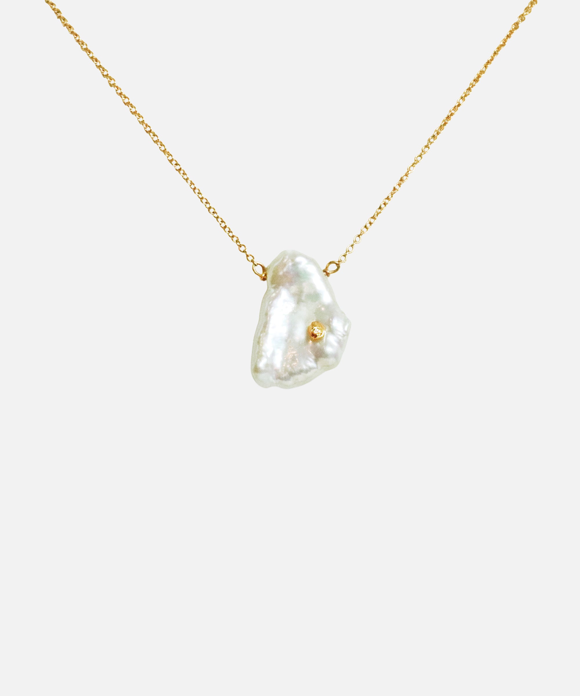 Front view of Keshi Petal / Pearl and Diamond Necklace IV by Ariko