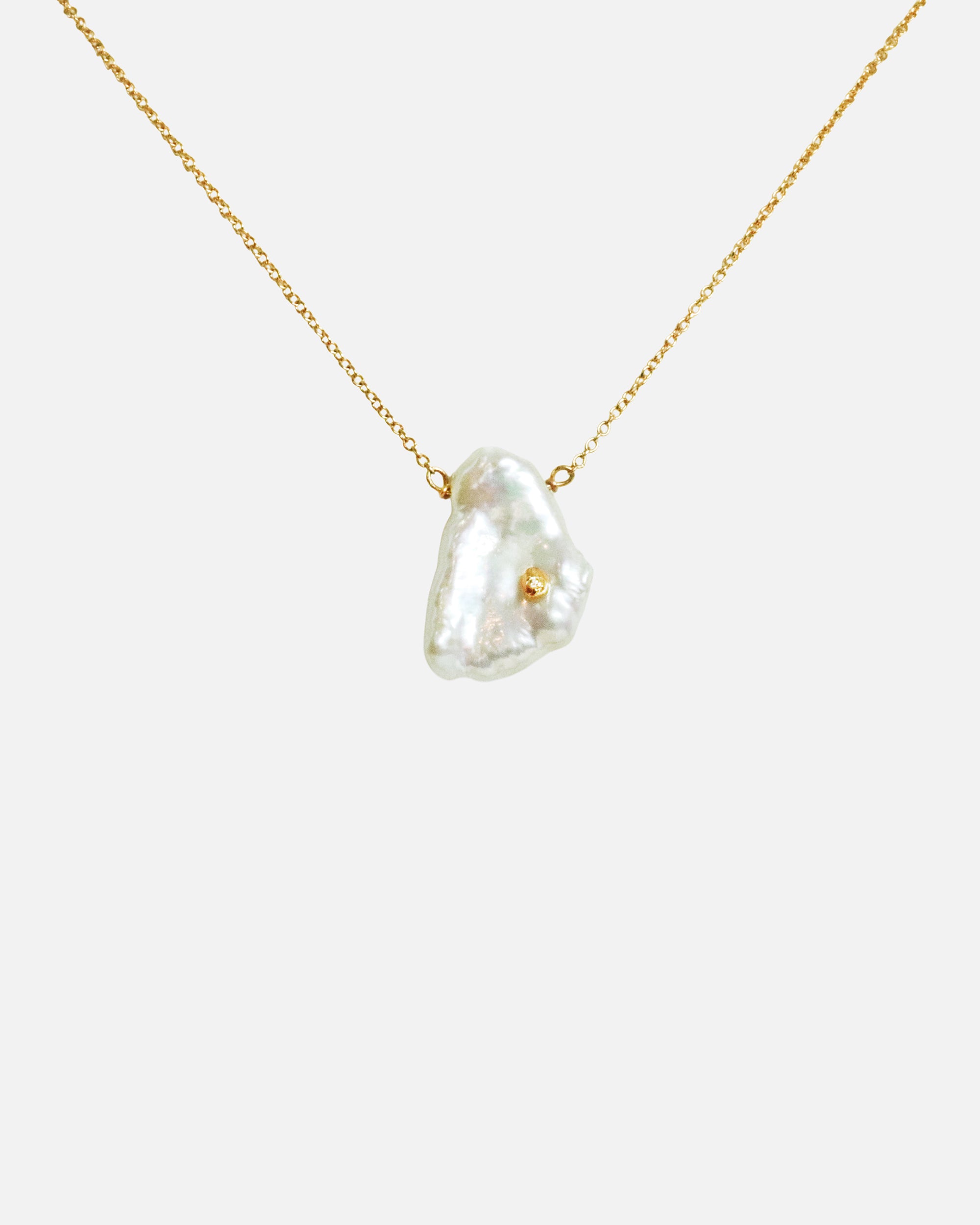 Front view of Keshi Petal / Pearl and Diamond Necklace IV by Ariko