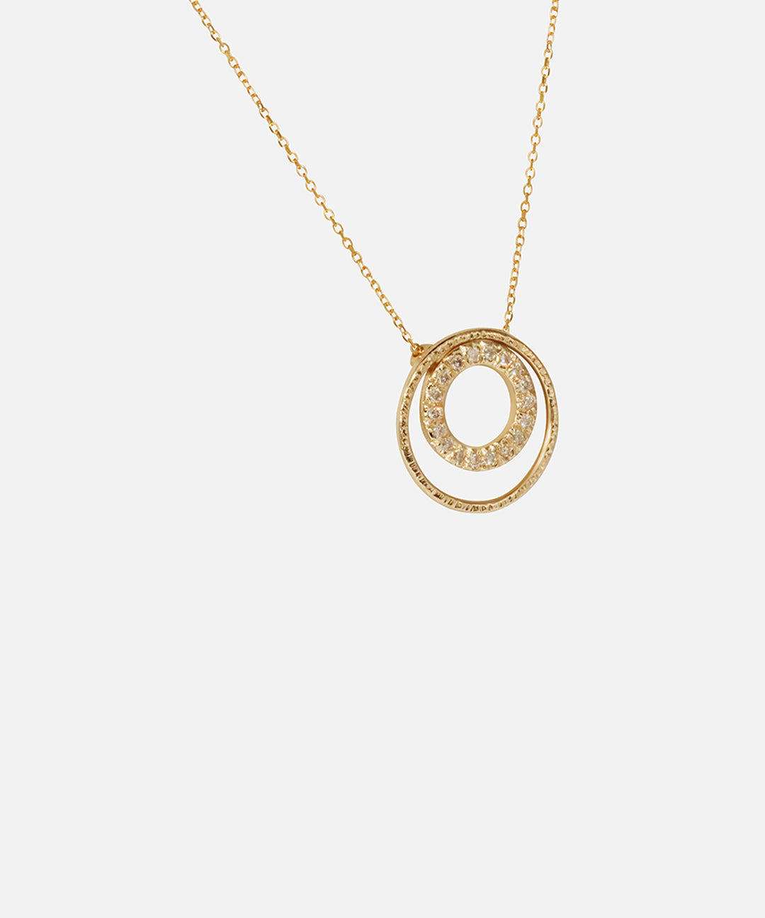 Side view of Double Circle Necklace by Ariko