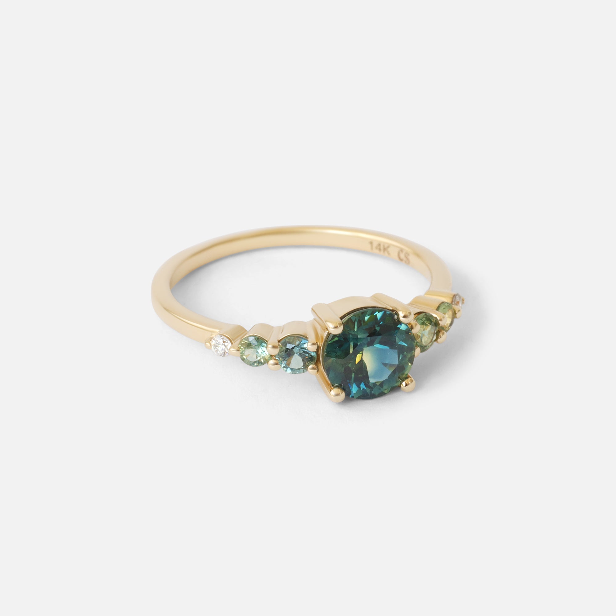Poppy / Sapphire Gradient Ring By Casual Seance in ENGAGEMENT Category