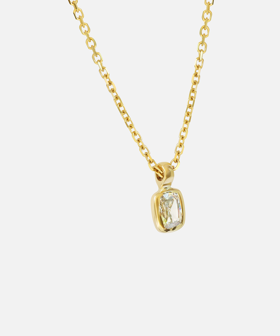 Side view of Cati / Cushion Cut Diamond Pendant