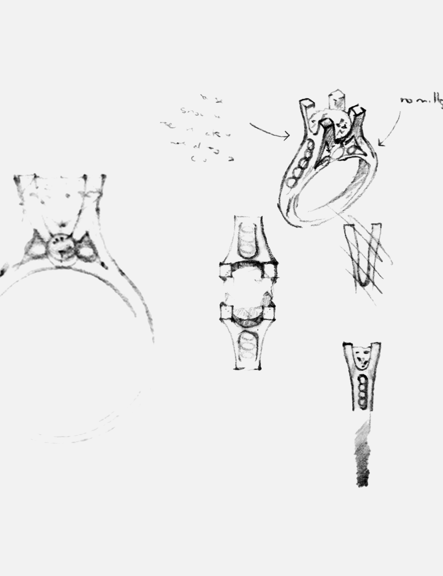 A sketch of creating a custom ring by Fitzgerald Jewelry