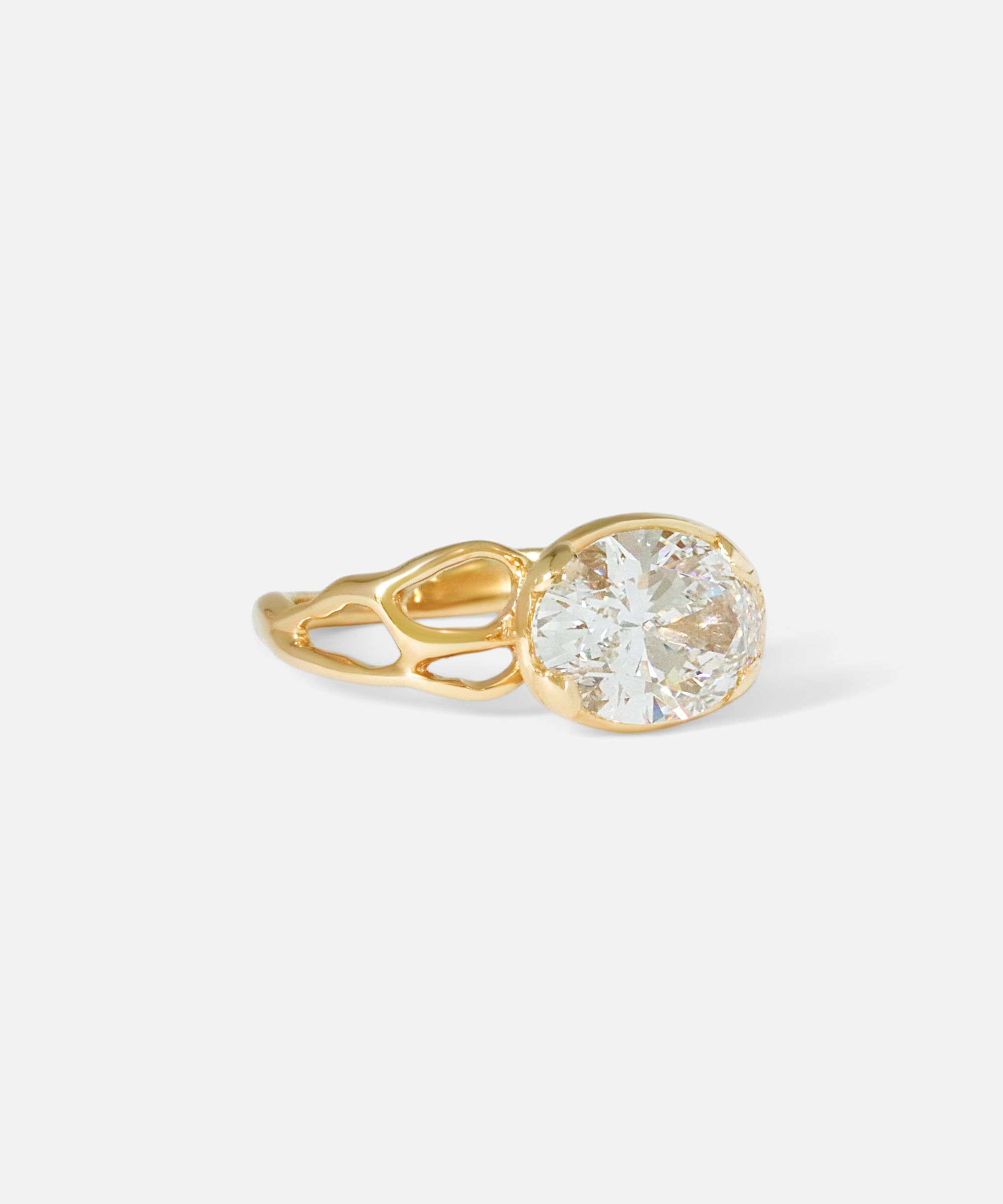 Side view of Dappled Summer / Oval Diamond Ring by Young Sun Song