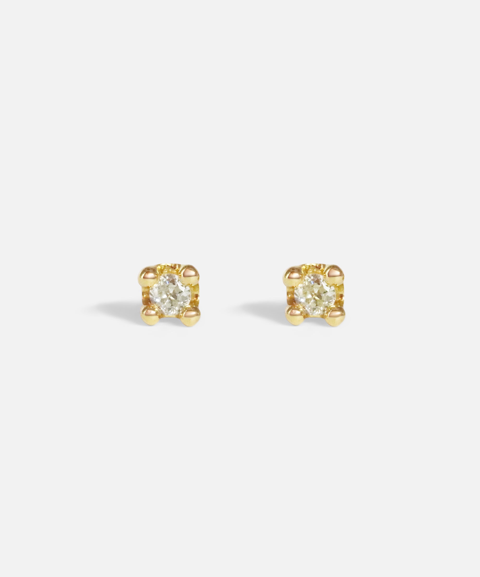 Front view of Dew 46 / Old Mine Cut Diamond Earrings by Hiroyo