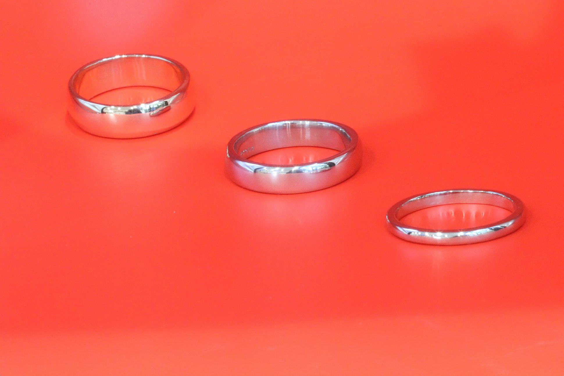 Group shot Dome Band / 6mm, Dome Band 4.5mm, and Dome Band 2mm from the Classic House Bands collection by Fitzgerald Jewelry